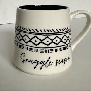 Snuggle Season Coffee Mug Cup Diamond Boho Tribal Black White NWOT